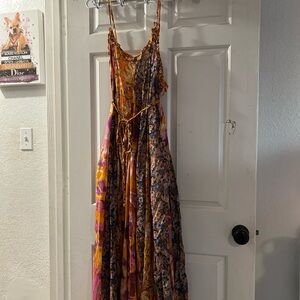 Free People Floral Patchwork Maxi Dress in Mustard, Pink & Blue